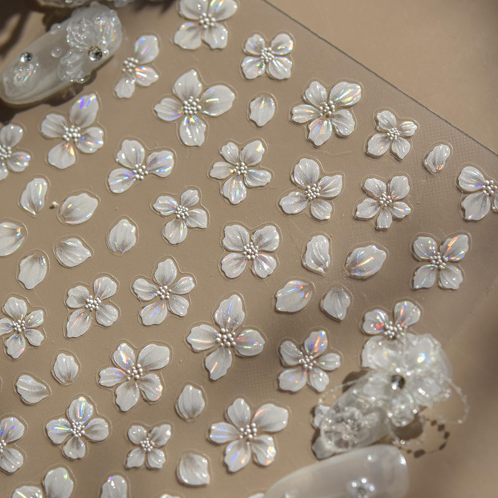 Pegatinas Juggssa de flor cristalina en relieve, para uñas brillantes.