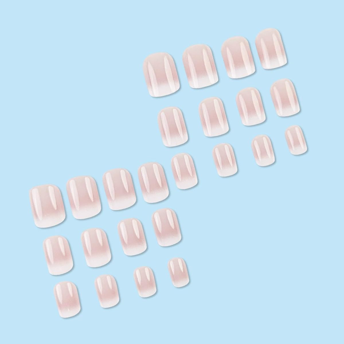 Juggssa glossy full-cover nails provide a natural look and quick at-home manicure.