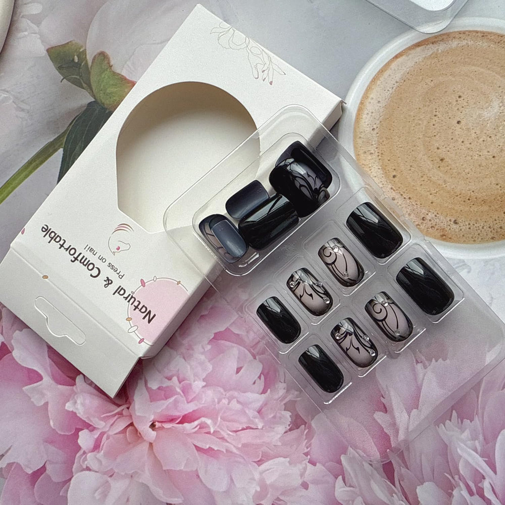 Juggssa natural looking press on nails with seamless cuticle line.