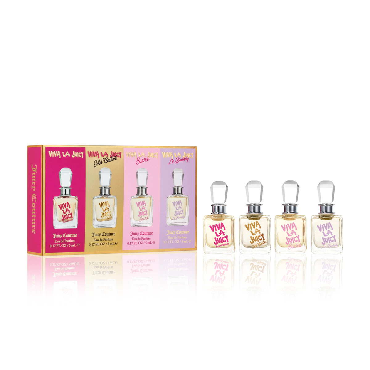 Juicy Couture Viva La Juicy bottle pour shows a classic, portable option for on-the-go fragrance.