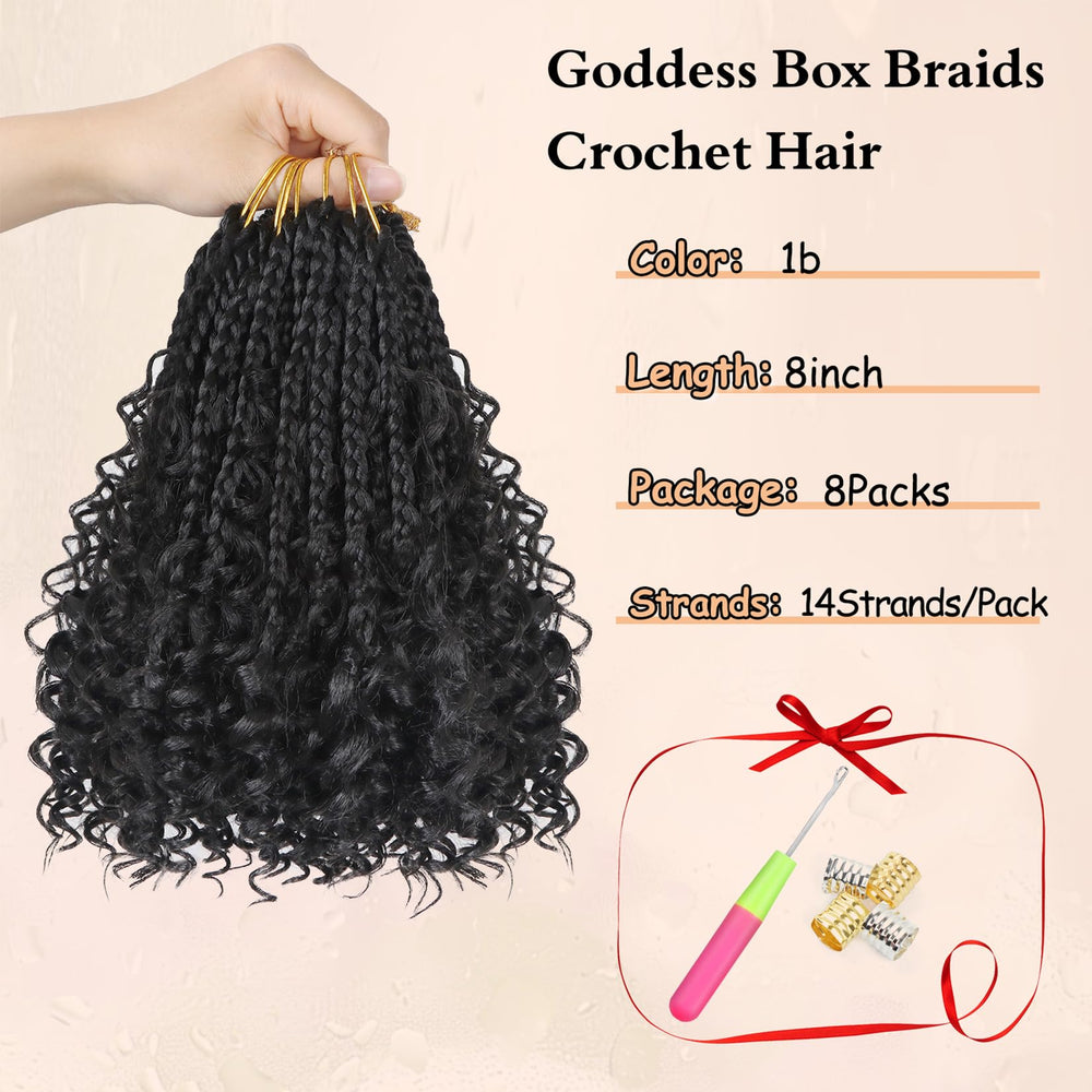 Eight-pack packaging ready for quick styling of Julen Goddess Box Braids