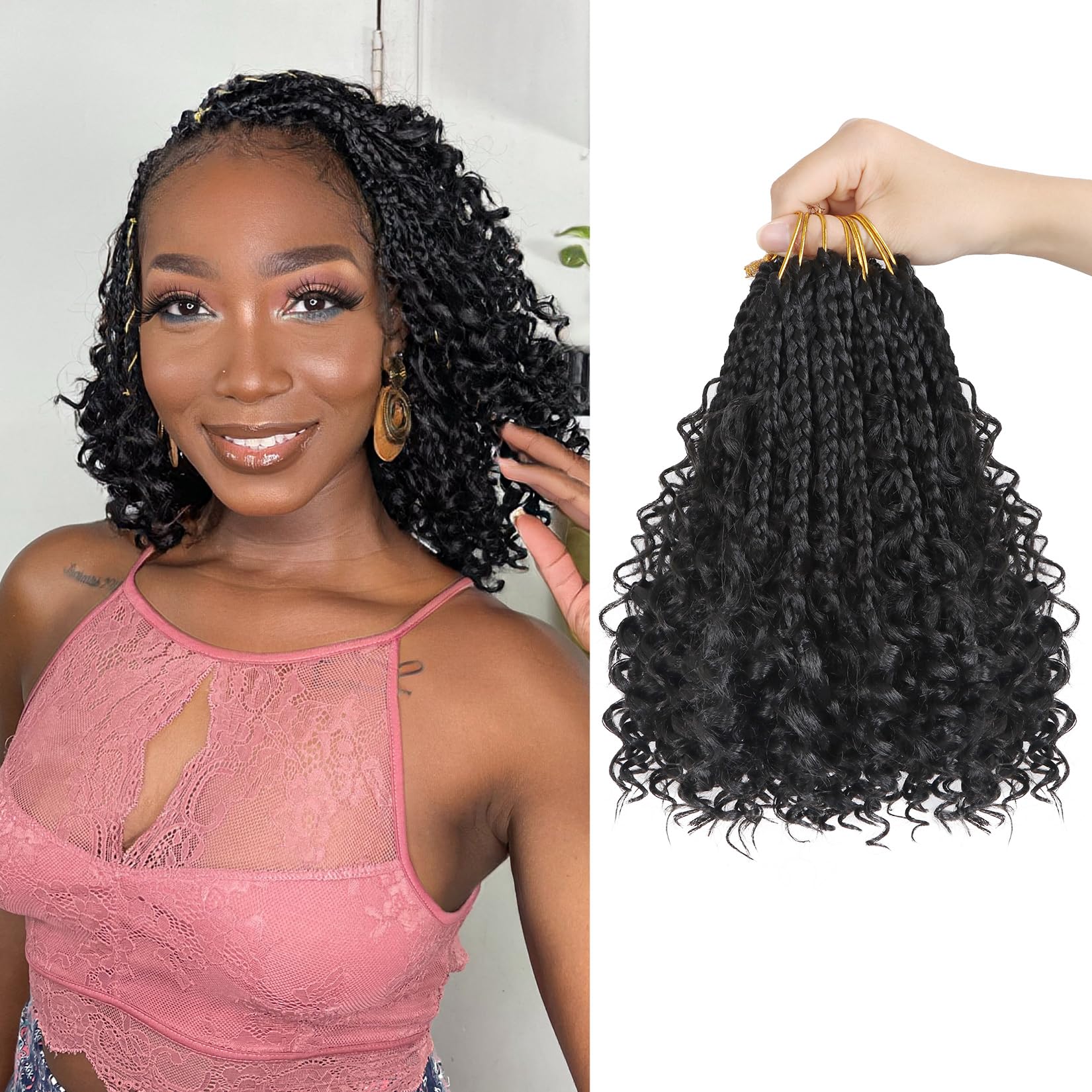 Julen Goddess Box Braids 8 Inch full look with curly ends for natural volume