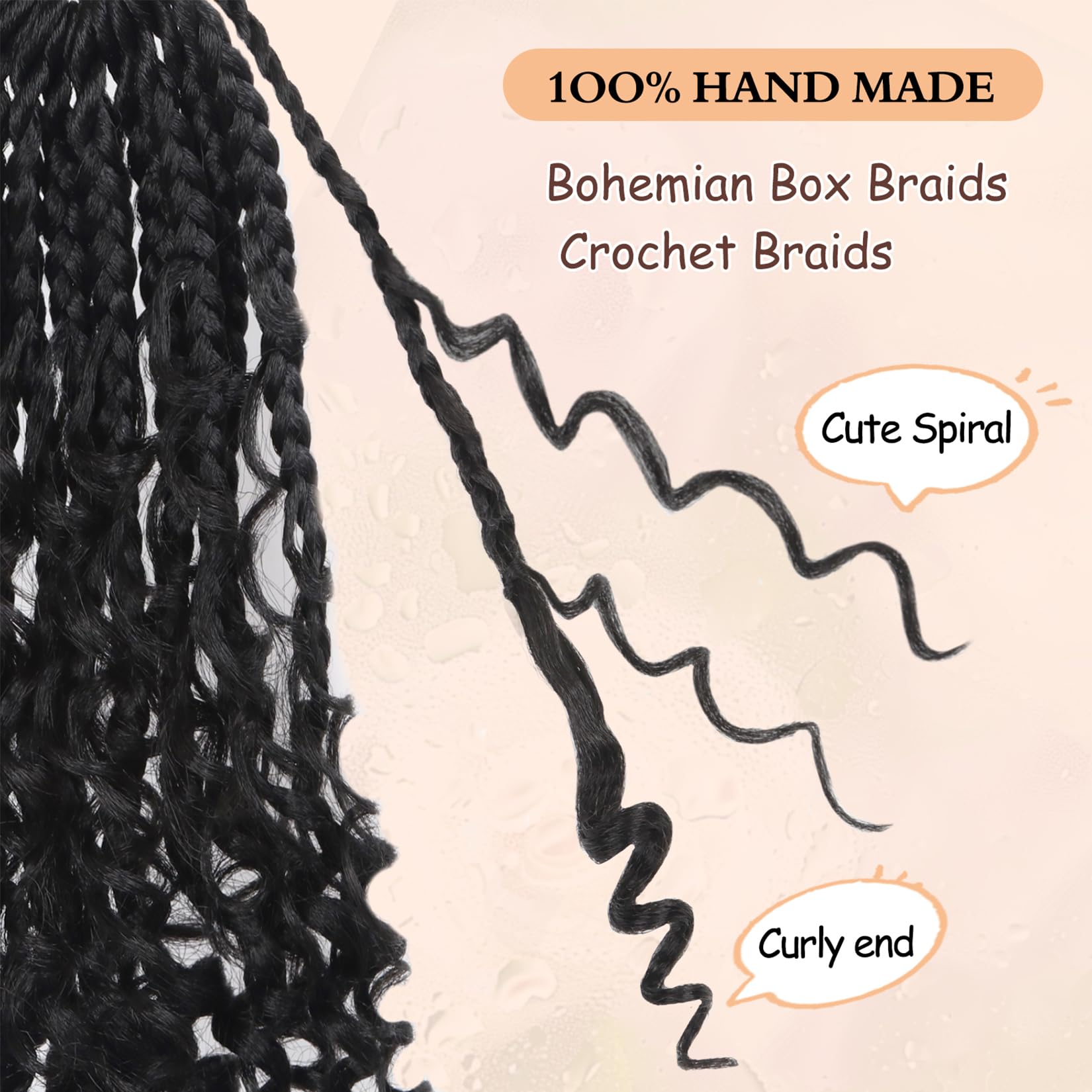 Color 1B swatch for dark hair with Julen Goddess Box Braids