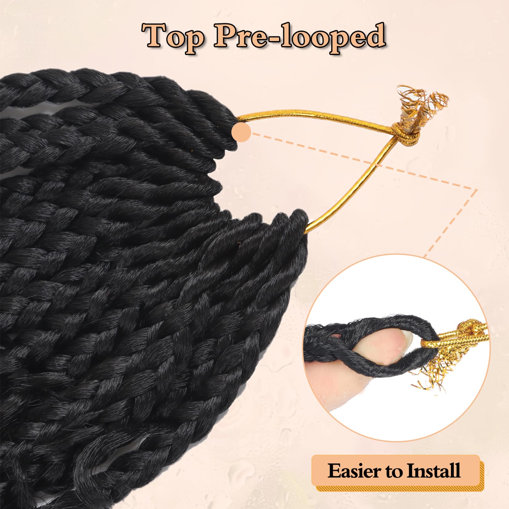 Pre-looped design for easy installation with Julen Goddess Box Braids