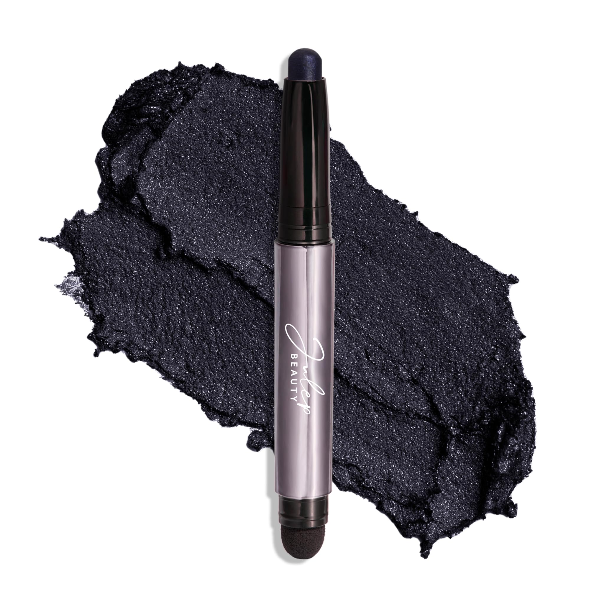 Julep Eyeshadow 101 Midnight Blue Shimmer tube close-up for vivid color.