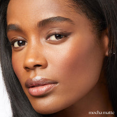 Julep Eyeshadow 101 Mocha Matte close-up shows durable stick design for on-the-go makeup.