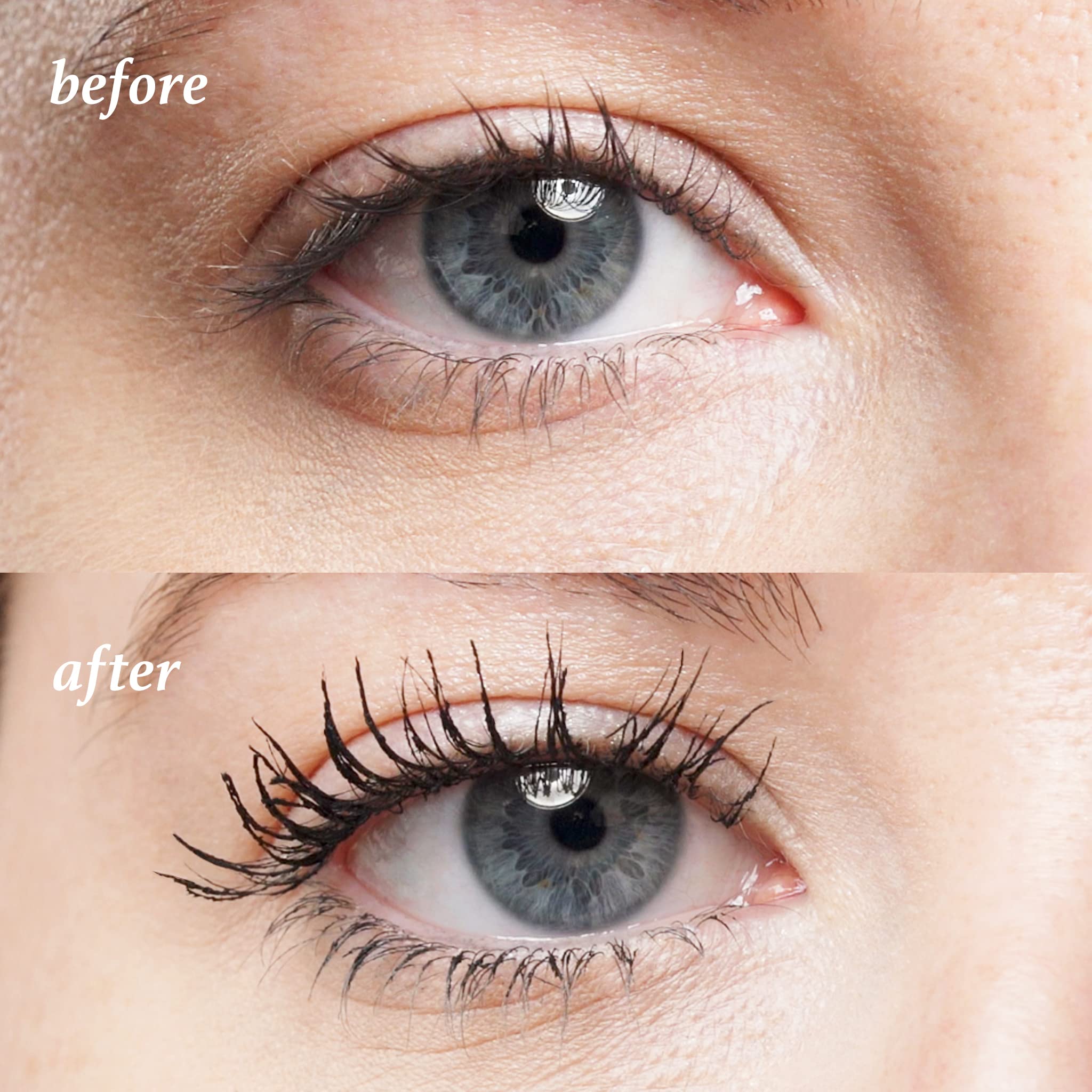 Julep Length Matters wand applying mascara from root to tip for drama.