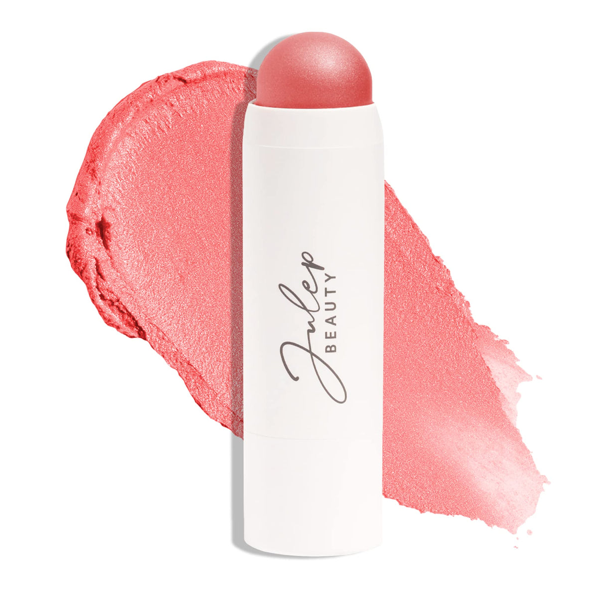Julep Skip The Brush Cream to Powder Blush Stick Golden Guava swatch showing buildable cheek color