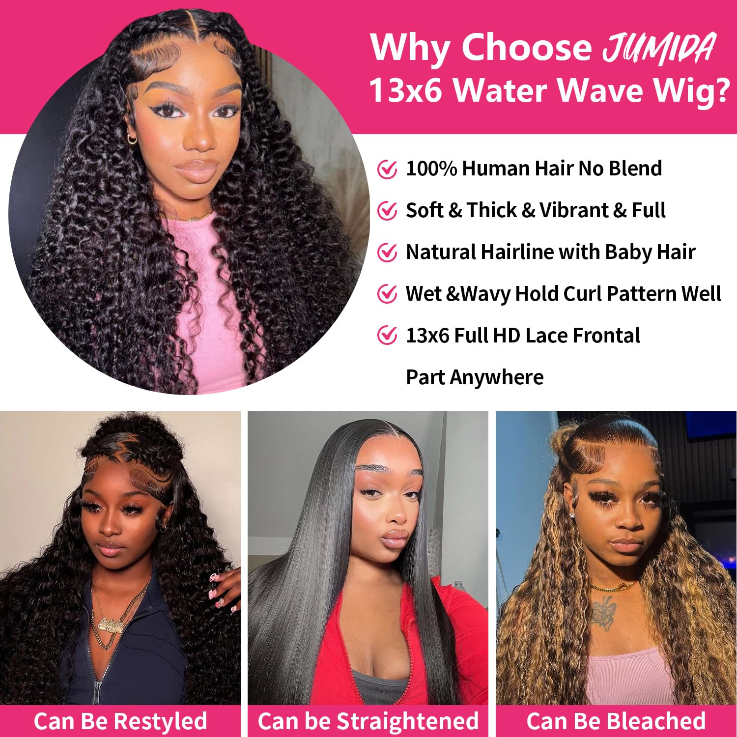 Jumida glueless wig with adjustable straps for quick styling