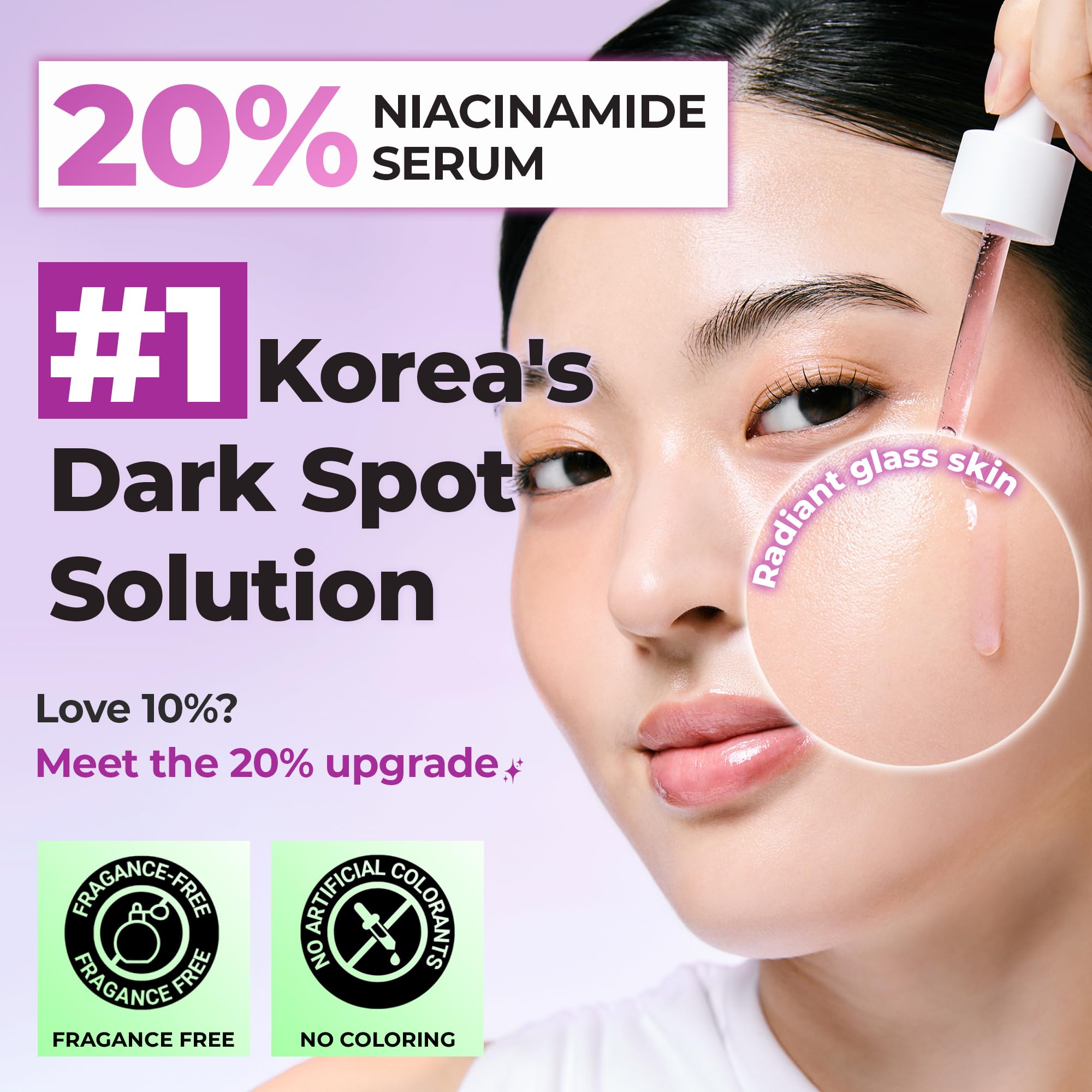 Close-up of JUMISO serum dropper releasing product for even skin tone