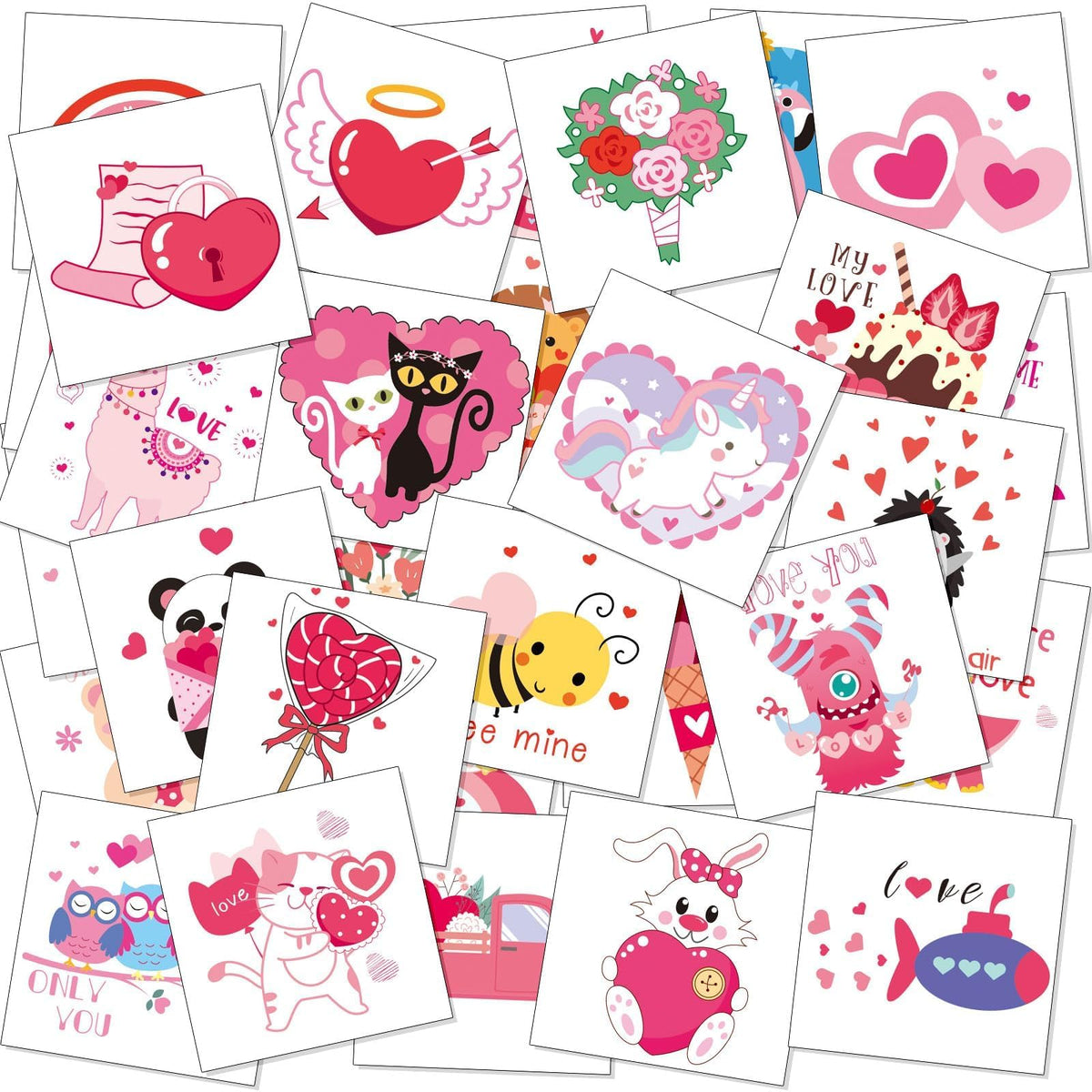 Tatuajes temporales JUNEBRUSHS de San Valentín, 180 unidades, perfecto para fiestas infantiles.