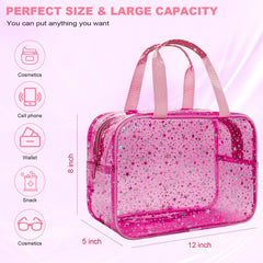 Junesters clear bag zipper opening detail for quick access to cosmetics