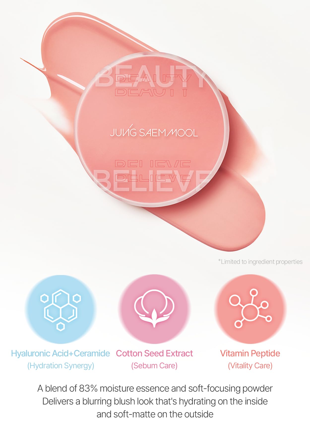 JUNG SAEM MOOL Artist Cushion Blush acabado filtrado y natural