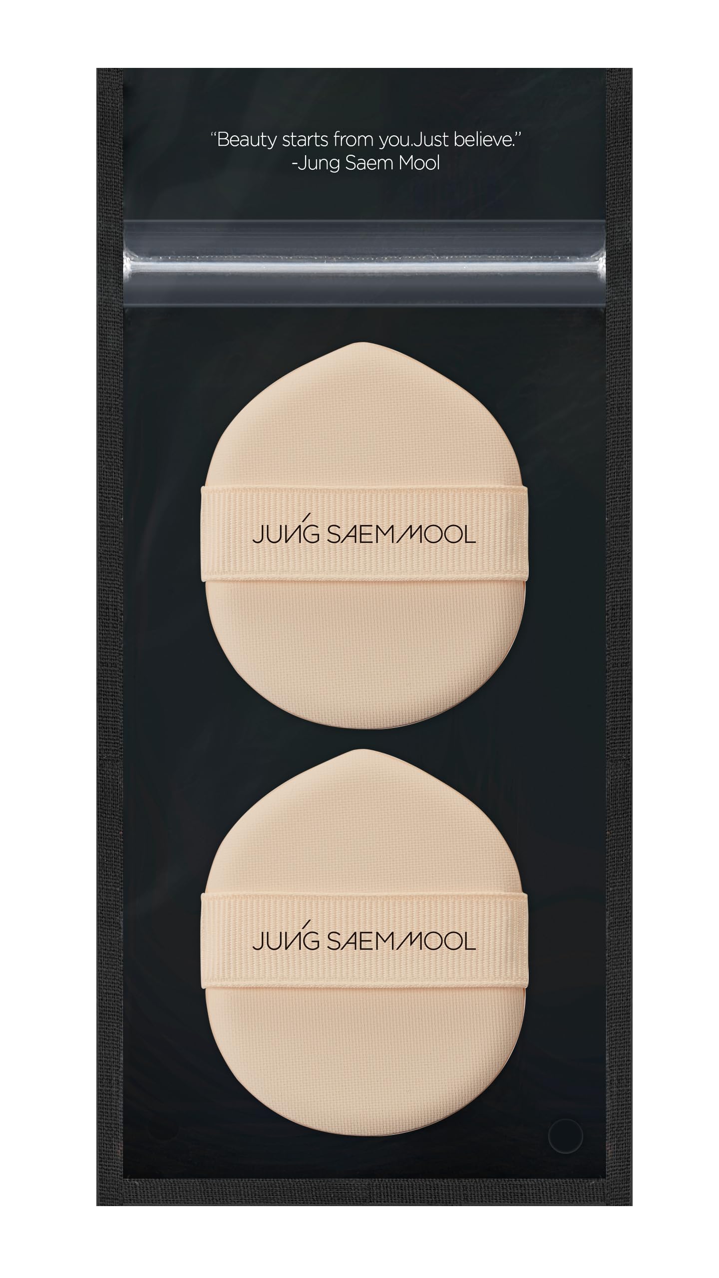 Jung Saem Mool cushion puff close-up showing soft foam for gentle application.