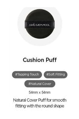 Jung Saem Mool round puff fitting curves for natural glow.