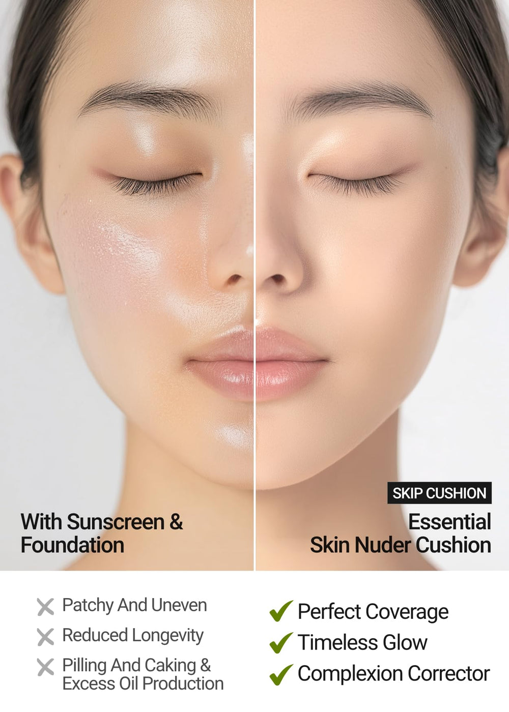 Jung Saem Mool SPF 50 cushion provides daily sun protection.