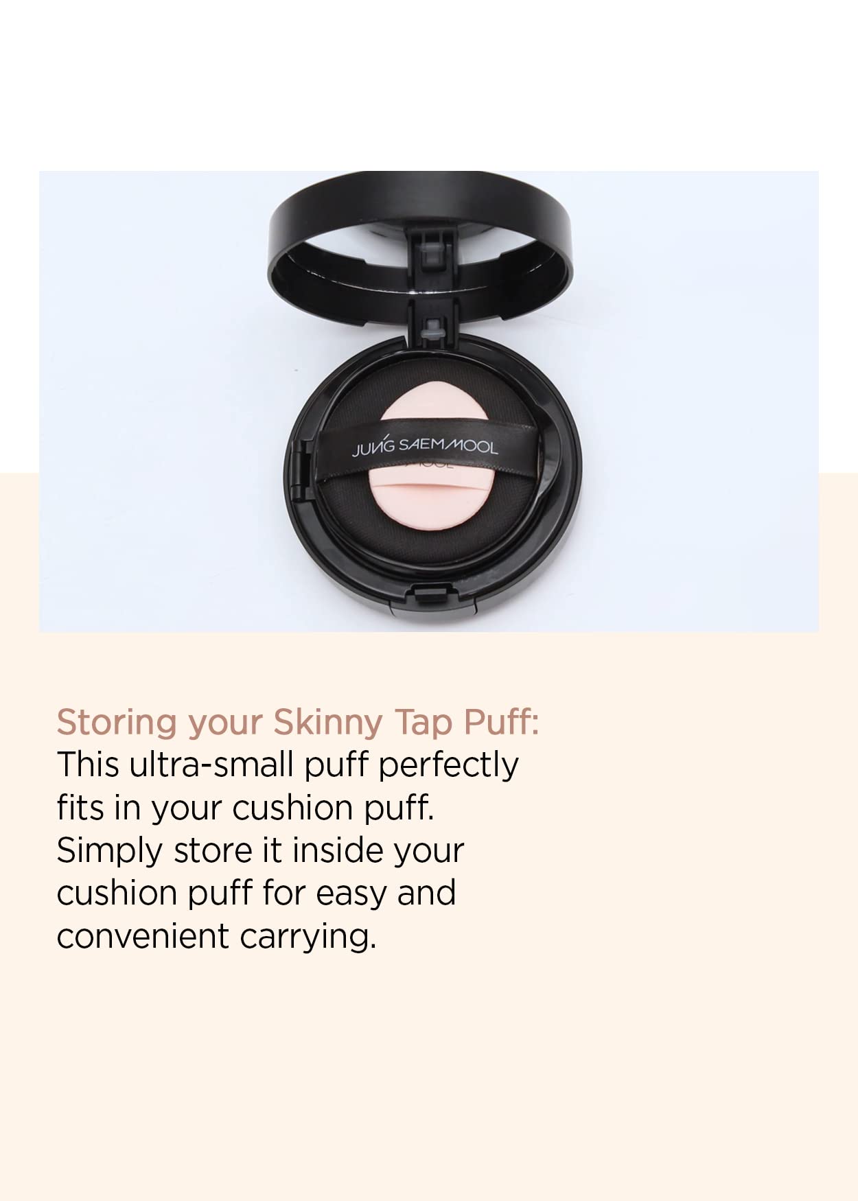 Jung Saem Mool Skinny Tap Puff micro texture ensures smooth, even blending.