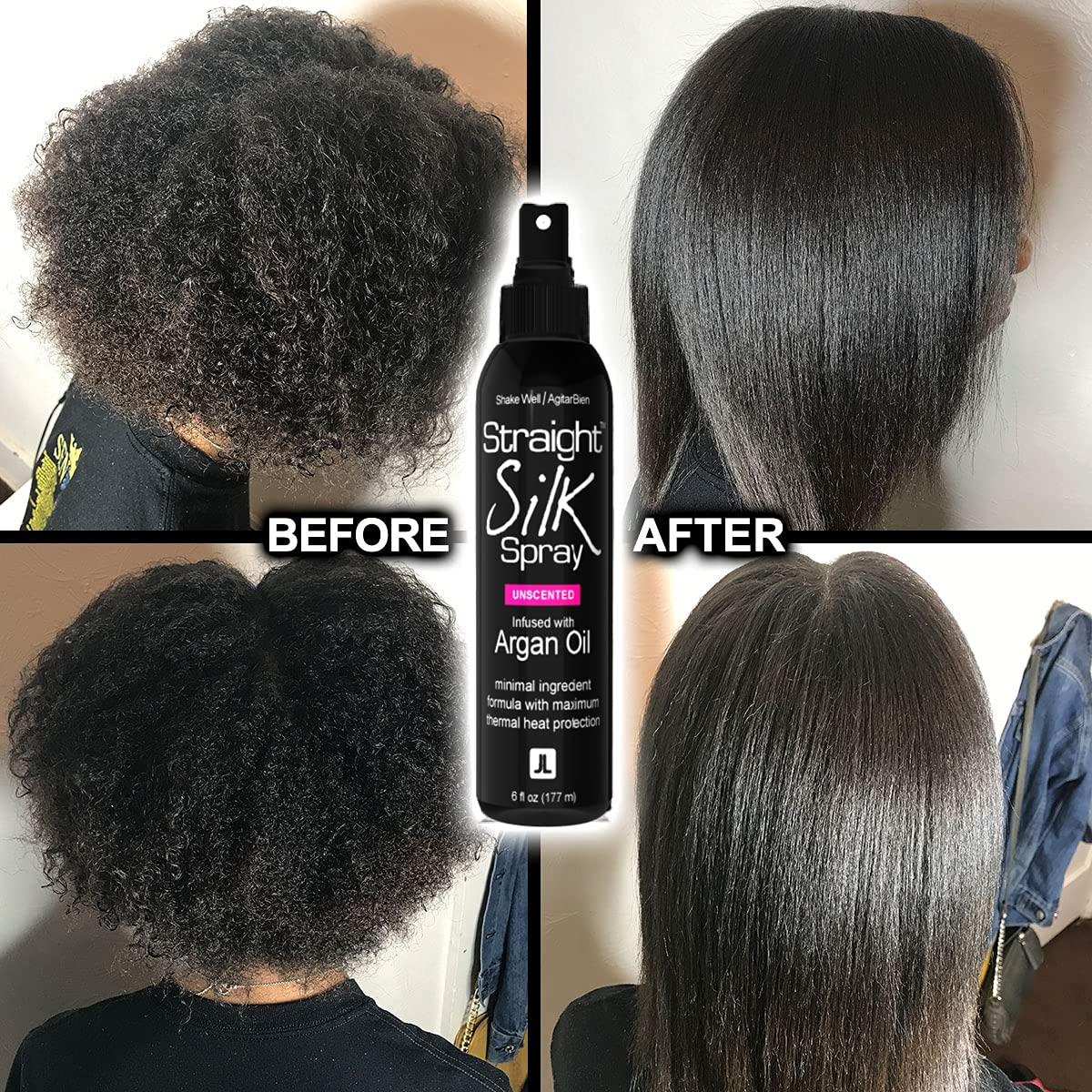 JuniorLabs Straight Silk Spray aids straightening when used with a flat iron.