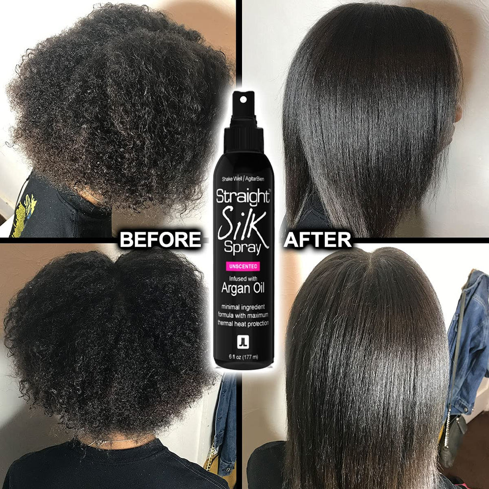 JuniorLabs Straight Silk Spray aids straightening when used with a flat iron.