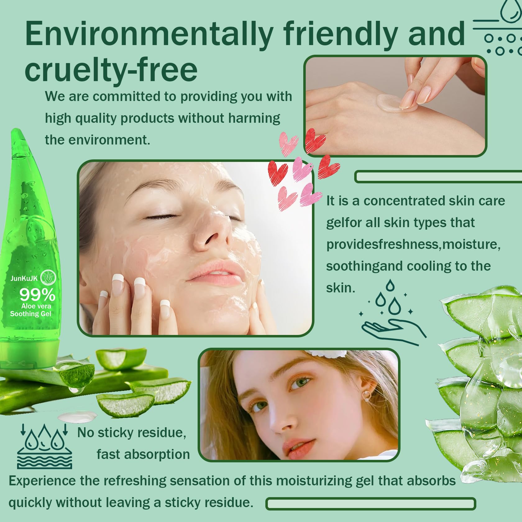 JunKuJK Aloe Gel suitable for all skin types during daily routine