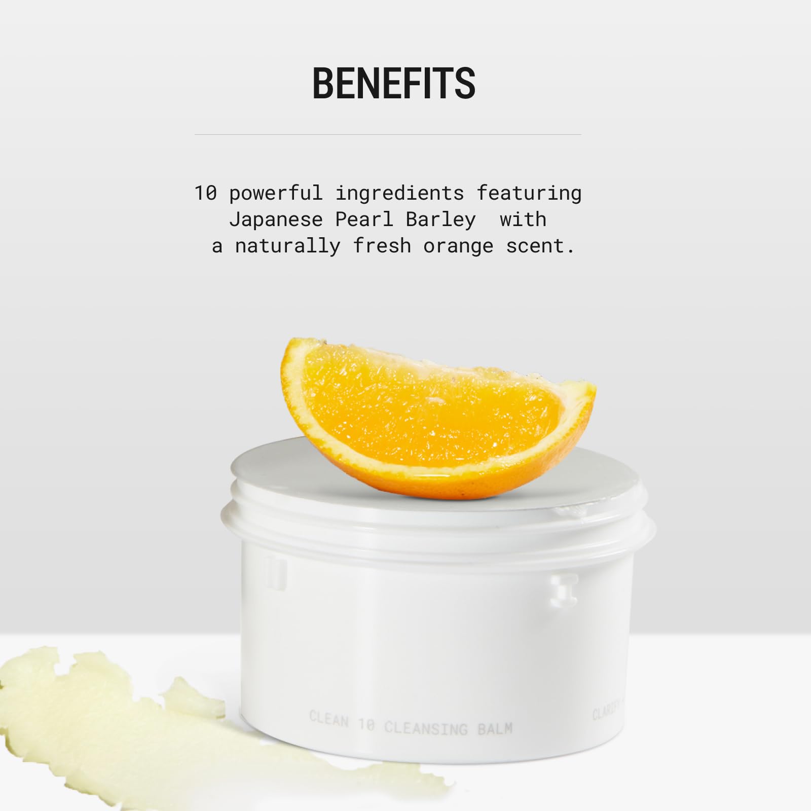 JUNO & Co. jade-clean10-balm-ingredientes destaca cebada perlada japonesa y vitamina E.