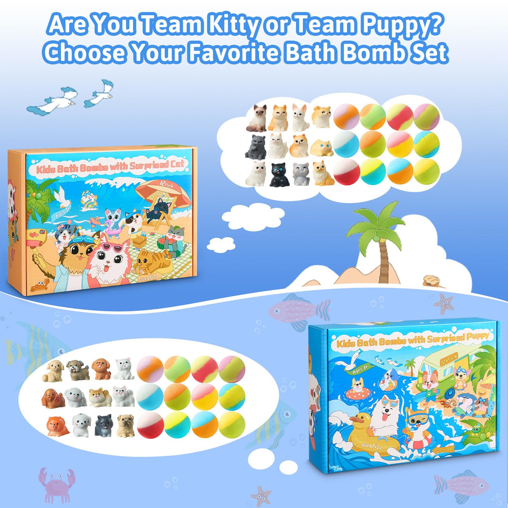 JuraFizz bath bombs cat series reveal toy inside for curious toddlers