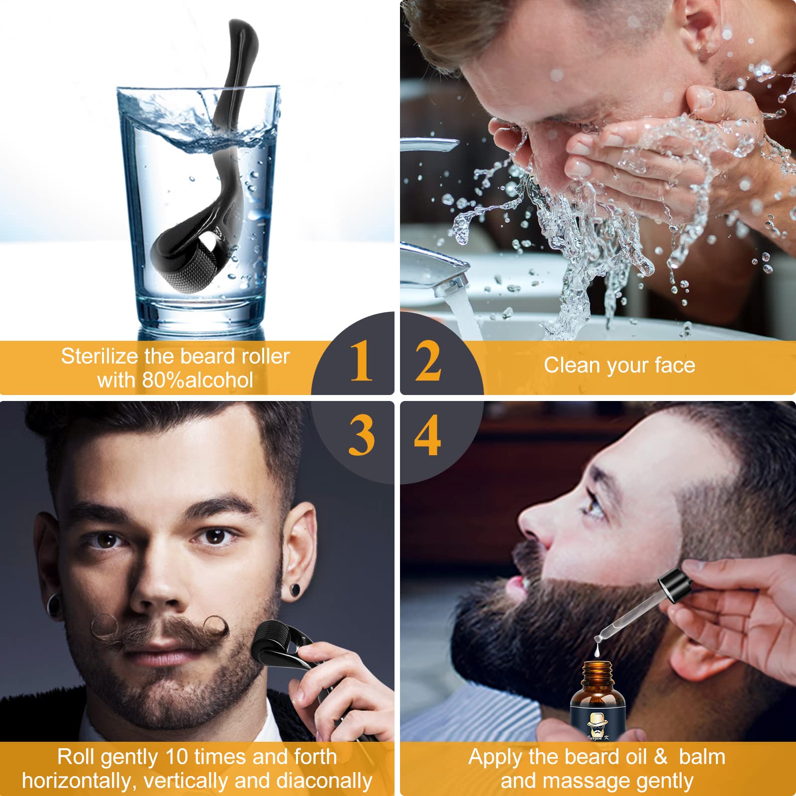 Jurgen K beard growth oil dropper detail shows precise application.