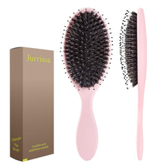 Jurrissa boar bristles hair brush pink glides through tangles with gentle detangling and shine.