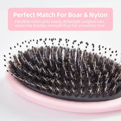 Jurrissa nylon detangling teeth glide through hair with minimal pulling.