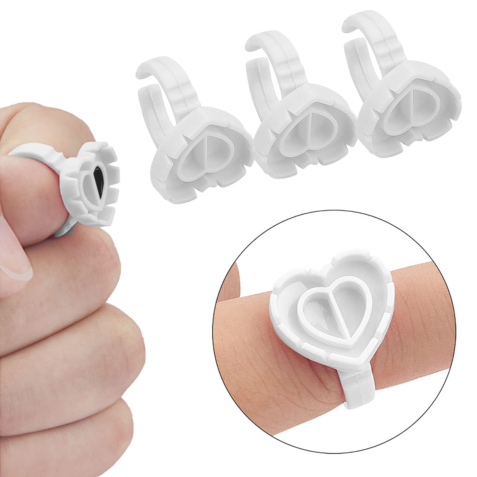 Jusbuya disposable white glue rings for clean, mess-free lash work