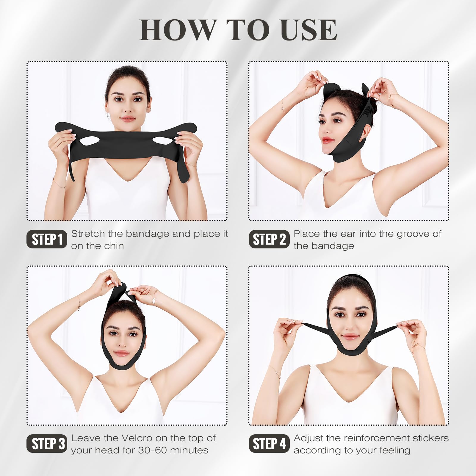 Juskaa chin strap black pack close-up highlighting nightwear option.