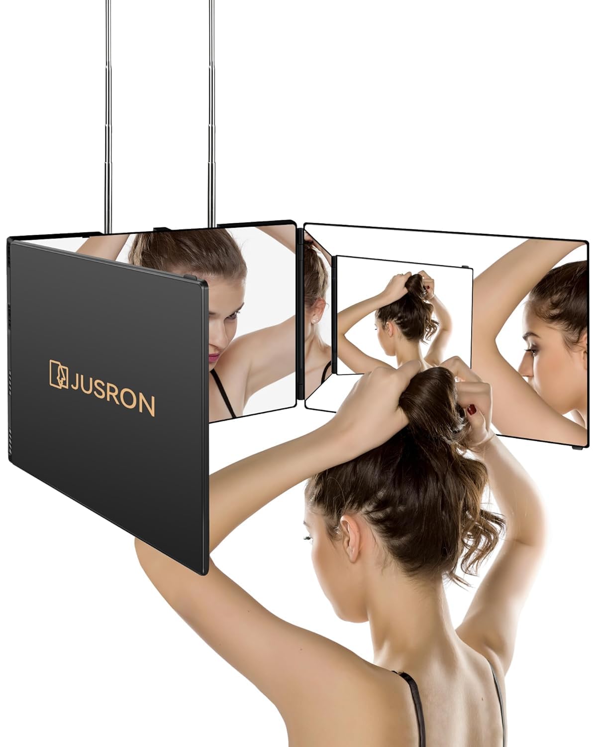 JUSRON 360° mirror front view for easy at-home DIY hairstyles