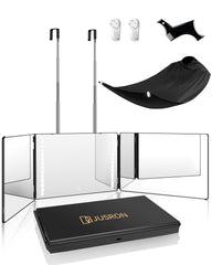 JUSRON 360° viewing angle mirror shows every angle for precise DIY hairstyles.