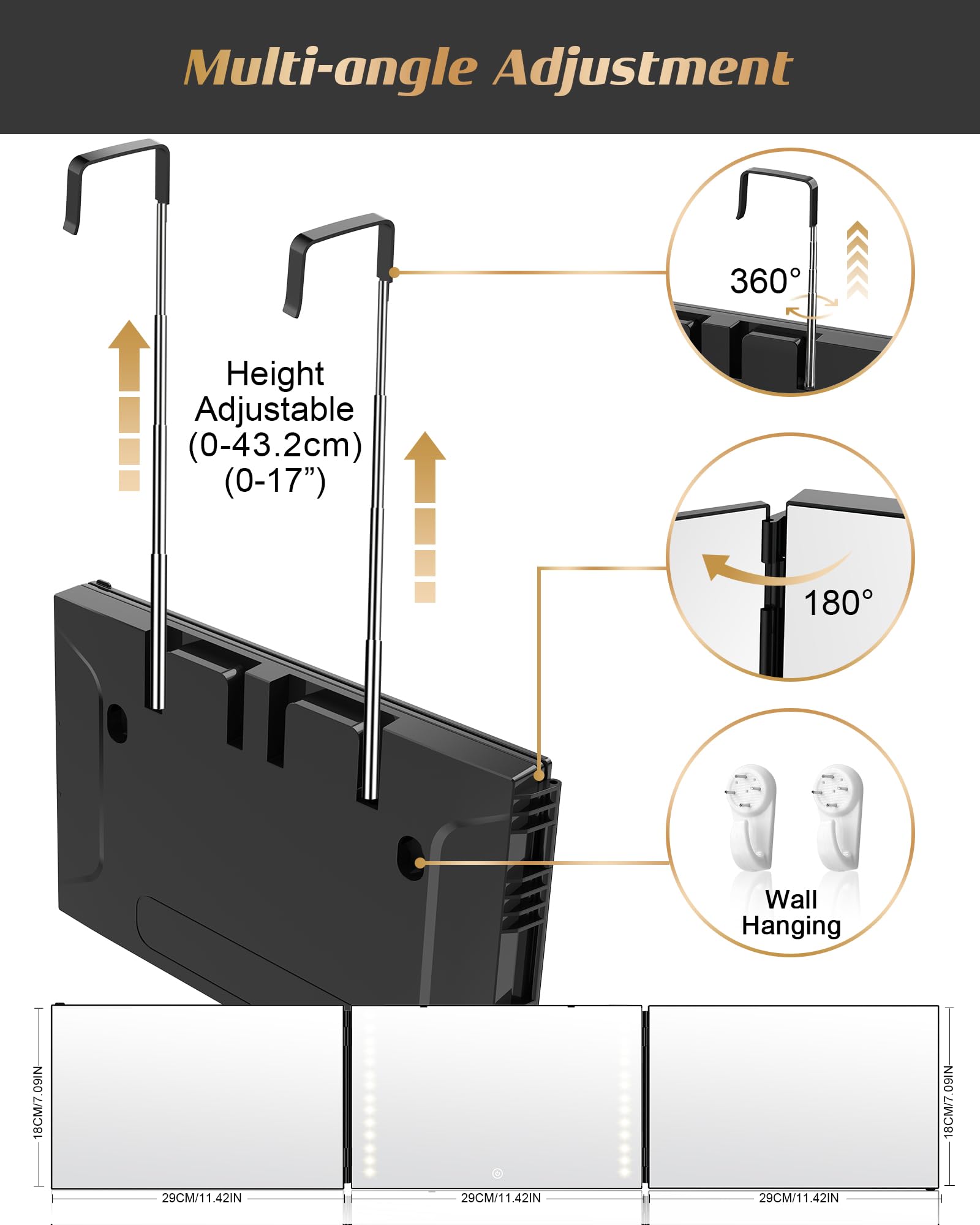 JUSRON self haircut mirror side view helps you shape the sides accurately.