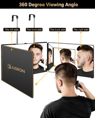 JUSRON anti-fog HD glass mirror reduces glare for clear grooming.