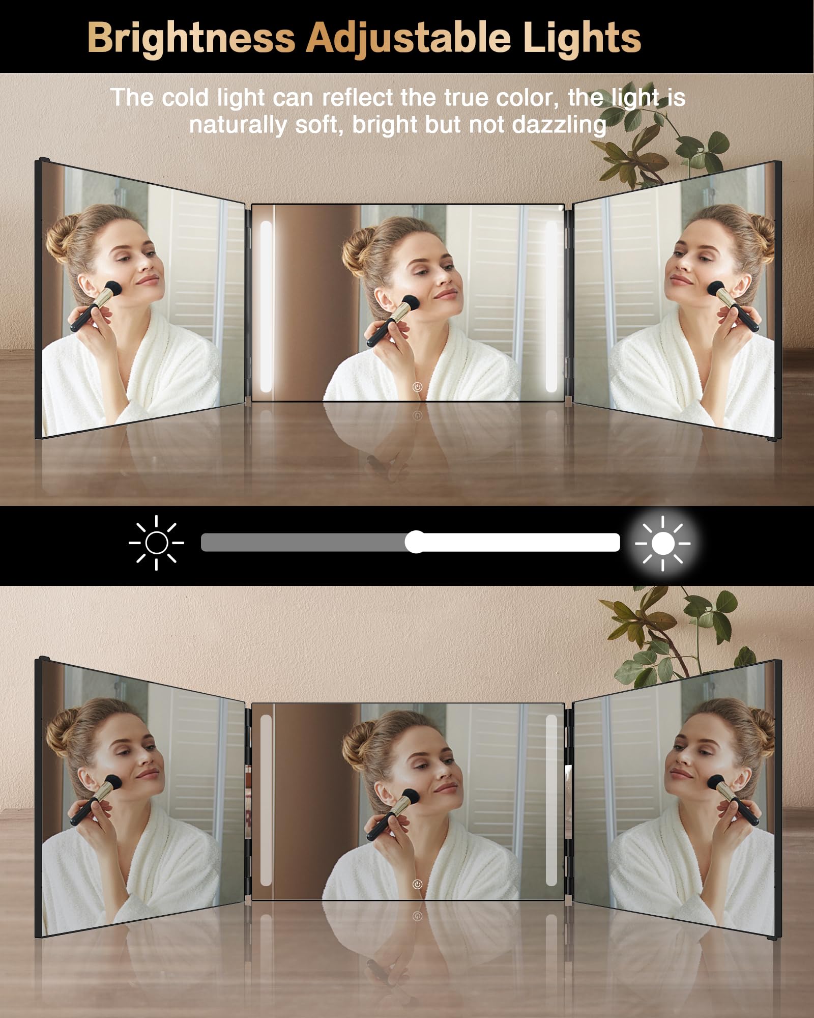 JUSRON height-adjustable mirror fits different heights and spaces.