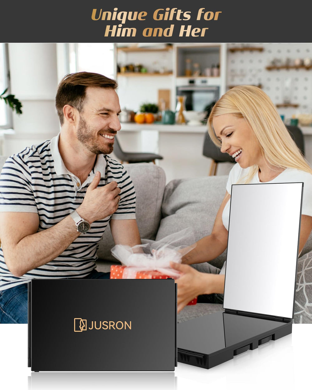 JUSRON protective film between mirrors protects the surface during shipping.