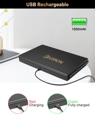 JUSRON USB-rechargeable LED lights illuminate trimming details.