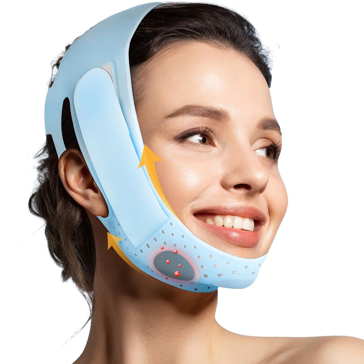 JUSRON V-Line Mask chin-up side view suggests potential jawline definition.