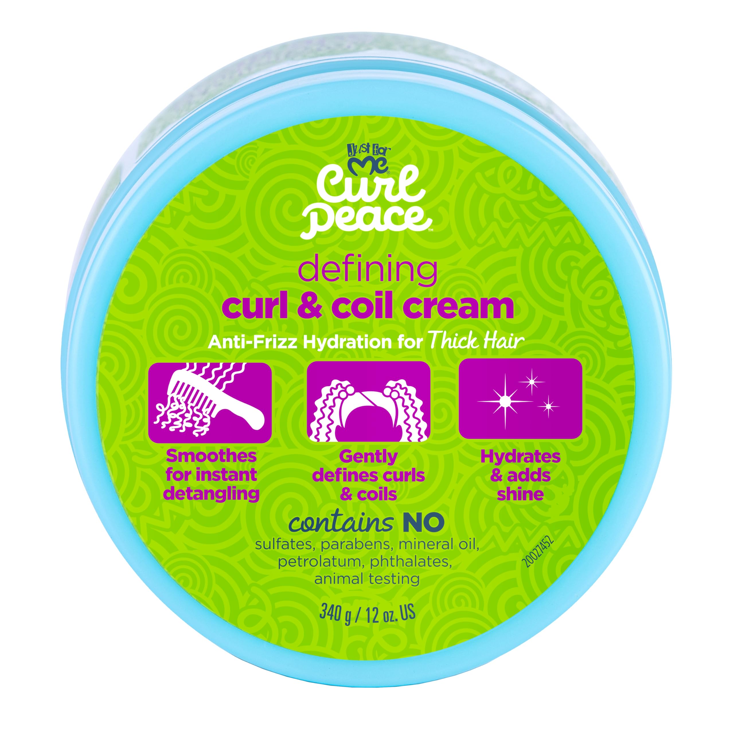 Just For Me Curl Peace cream on hands demonstrates easy distribution through hair.