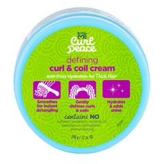 Just For Me Curl Peace cream on hands demonstrates easy distribution through hair.