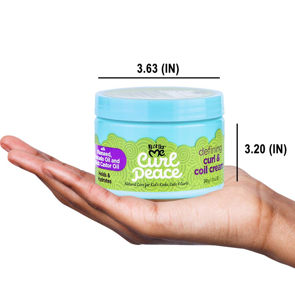 Just For Me Curl Peace packaging back view communicates family-friendly, natural formulation.