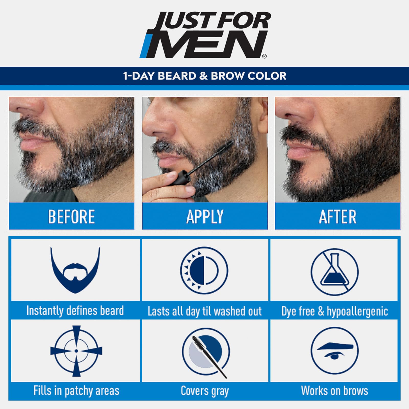 Just for Men 1-Day Beard & Brow Color: definición intensa en barba