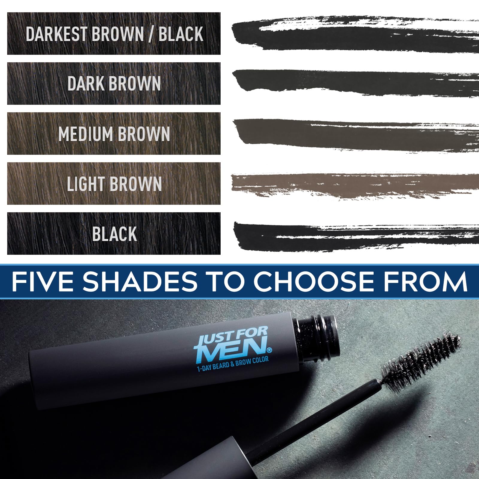 Just for Men 1-Day Beard & Brow Color: variedad de tonos para cubrir canas temporalmente