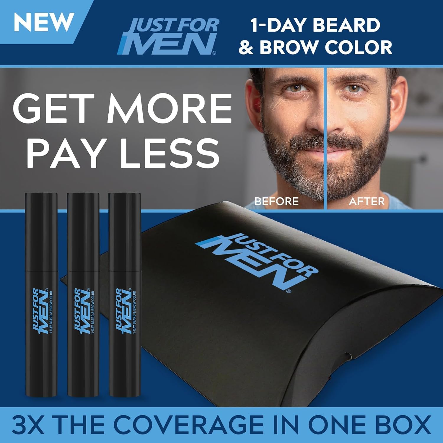 Just for Men 1-Day Beard & Brow Color removal with soap.