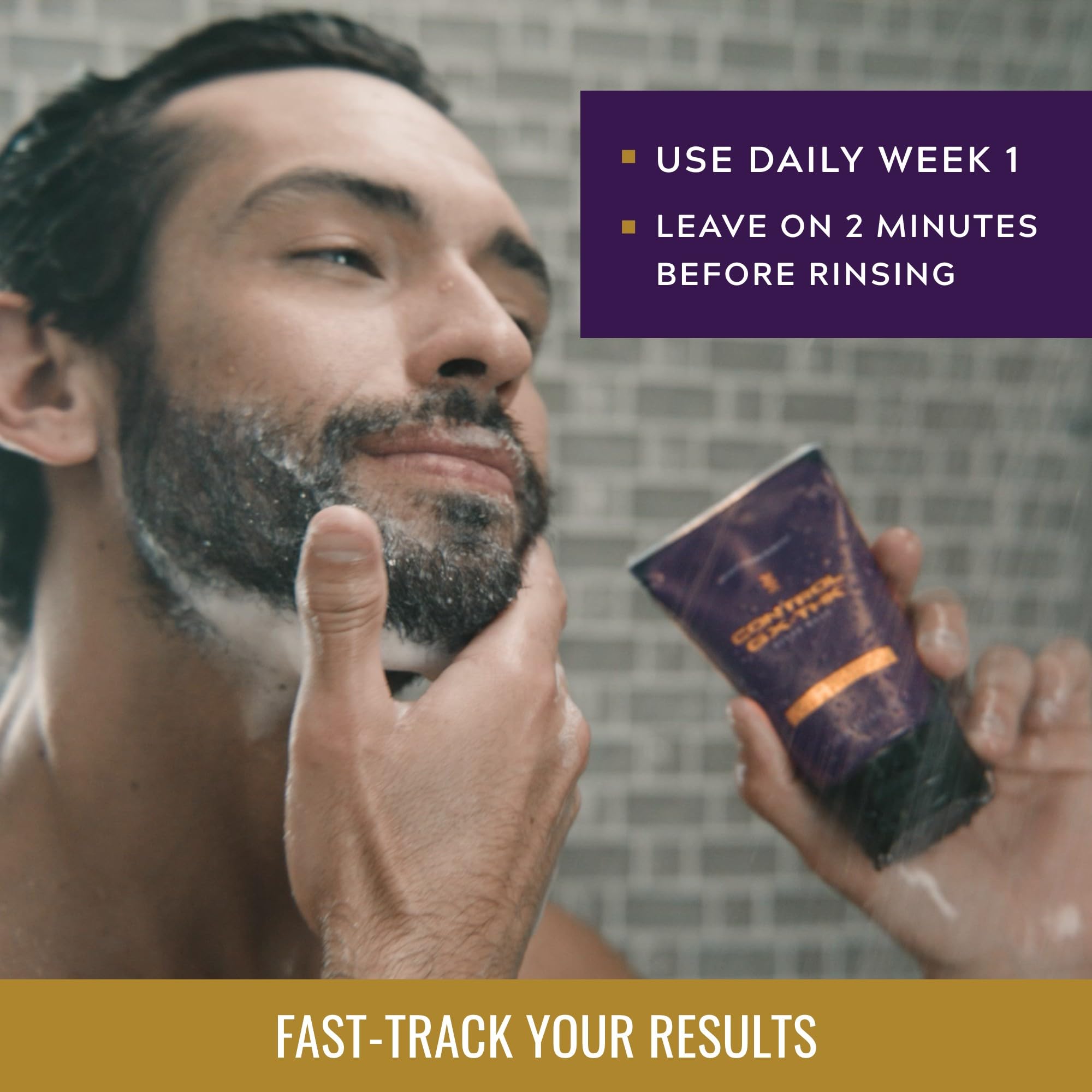 Just for Men Control GX + THK beard texture closeup revealing fuller look.