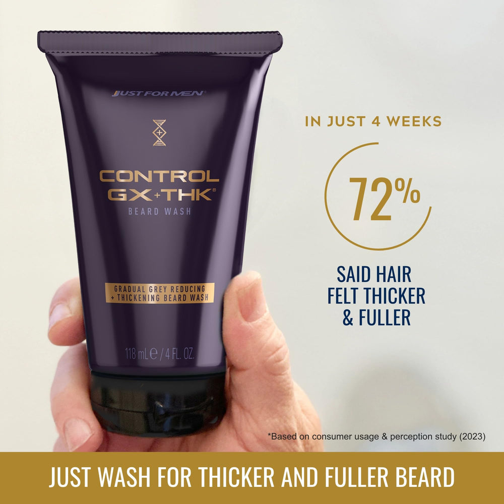Just for Men Control GX + THK grey reduction before after visual demonstrates progress.
