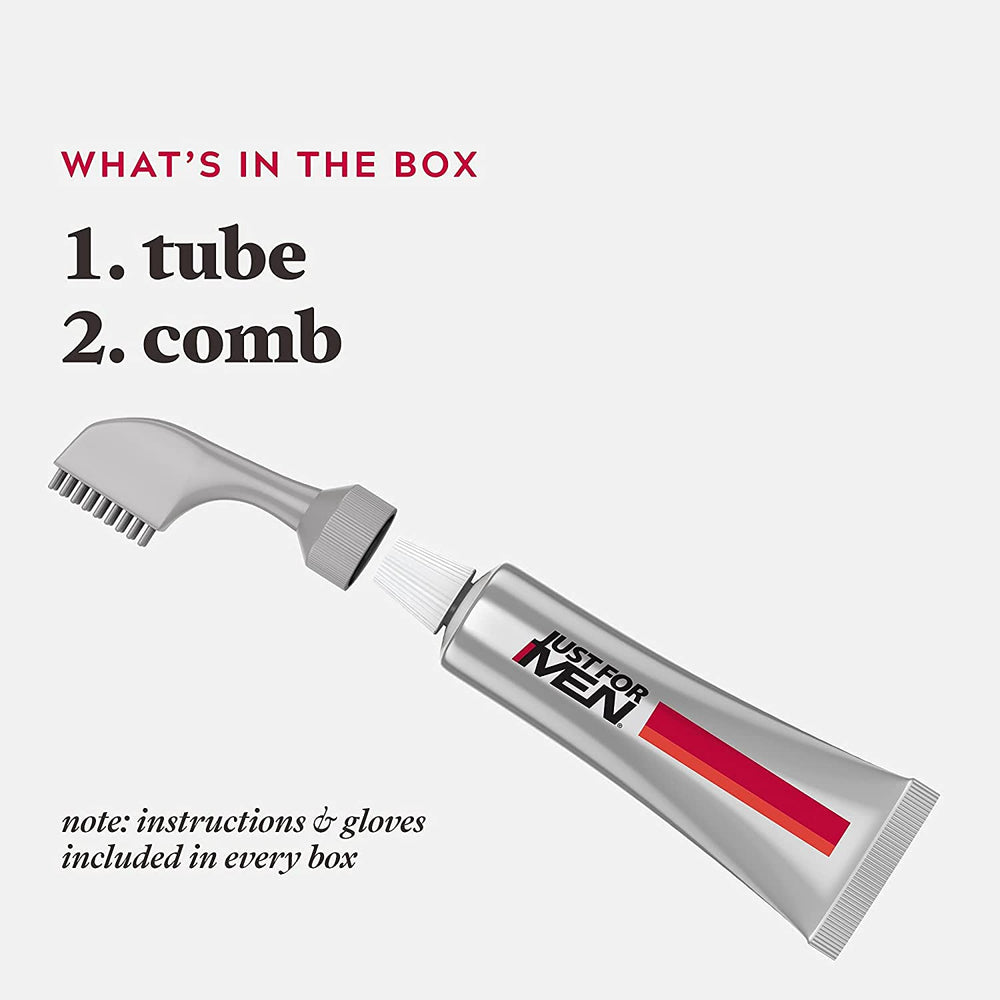 Just For Men Easy Comb-In Color application process demonstrates twist-and-comb simplicity