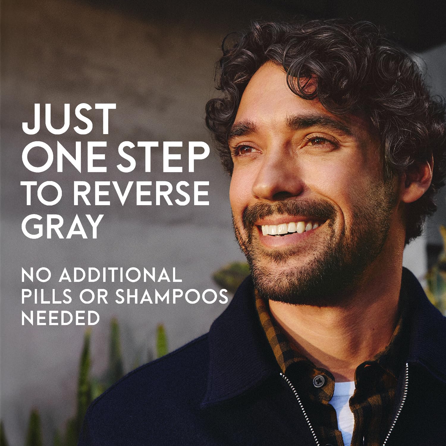 Just for Men Gray Reverse Serum keratin-enriched formula supports stronger strands.