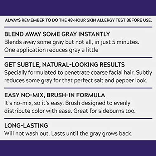 Just For Men color lasts until gray regrows for a low-maintenance look.